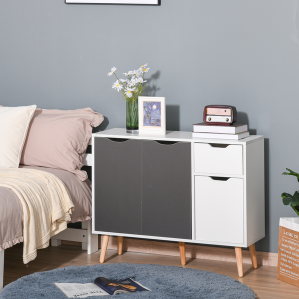 HOMCOM Scandinavian Sideboard Cabinet with Drawer for Bedroom, Living Room & Home Office