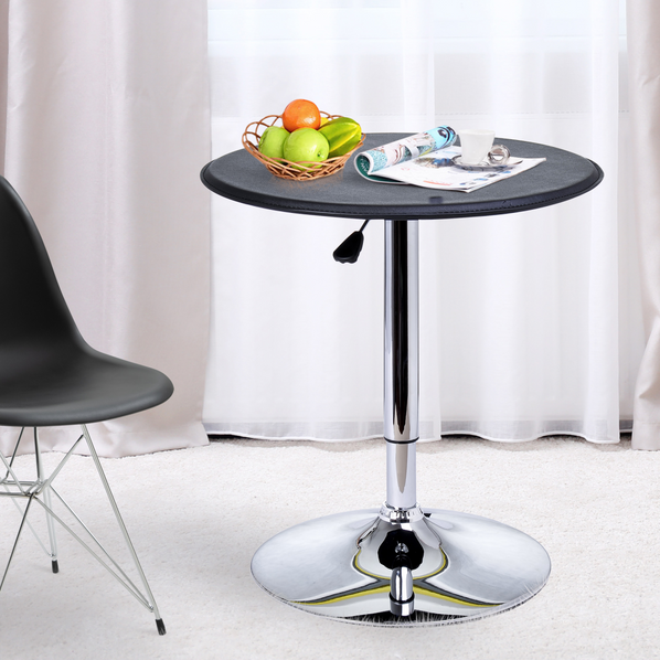 HOMCOM Adjustable Round Bar Table with Chrome Steel Base – Black