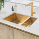 Modern Caple MODE3415 1.5 bowl sink in gold with a matching tap in a modern kitchen