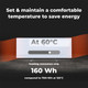 Aeno Premium 700W Smart Heater demonstrating energy efficiency at 60°c