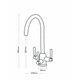 Carron Phoenix Dante Tri-Pure Triple Handle Filtered Kitchen Tap - Technical Drawing with Dimensions