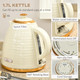 Homcom Kettle and Toaster Set 1.7L Rapid Boil Kettle & 4 Slice Toaster in Beige