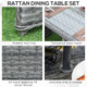 Outsunny 9 Piece Rattan Dining Table Chair Set 8-seater Cube Sofa & Umbrella Table in Grey