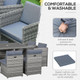 Outsunny 9 Piece Rattan Dining Table Chair Set 8-seater Cube Sofa & Umbrella Table in Grey