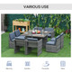 Outsunny 9 Piece Rattan Dining Table Chair Set 8-seater Cube Sofa & Umbrella Table in Grey