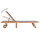 vidaXL Solid Teak Folding Sun Lounger with Wheels