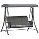 Outsunny 3 Seater Metal Fabric Backyard Patio Swing Bench with Canopy Top in Black