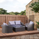 Outsunny 4-Seater Deluxe Rattan Outdoor Garden Furniture Set in Grey 