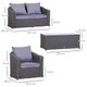 Outsunny 4-Seater Deluxe Rattan Outdoor Garden Furniture Set in Grey 
