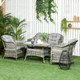 Outsunny 4 Piece Rattan Garden Furniture, Padded Conversation Sofa Set with Glass Top Table