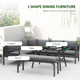 Outsunny 8 Seater Aluminium Garden Dining Sofa Furniture Set with Cushions
