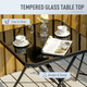 Outsunny 3 Piece Garden Bistro Table and Chairs Set in Black Glass