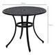 Outsunny Cast Aluminium Frame Garden Table with Parasol Hole for 2-4 in Black