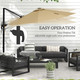 Outsunny 3m Solar LED Cantilever Parasol Adjustable Garden Umbrella in Khaki