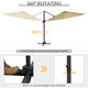 Outsunny 3m Solar LED Cantilever Parasol Adjustable Garden Umbrella in Khaki