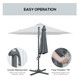 Outsunny 3m Cantilever Parasol Patio Umbrella with Crank and Solar Lights in Dark Grey