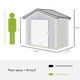 Outsunny 8x6 ft Garden Storage Shed with Double Sliding Doors in Light Grey