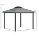 Outsunny 3 x 3m Patio Gazebo with Mosquito Netting in Light Grey