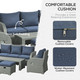 Outsunny 6 Piece Padded Outdoor Rattan Wicker Furniture Set