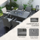 Outsunny Rattan Dining Set with Fire Pit Table and Cushioned Armchairs in Grey