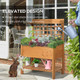 Outsunny 105x40x135cm Raised Bed Wooden Planter with 2 Shelves
