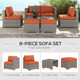 Outsunny 8 Piece Outdoor Rattan Patio Furniture Set in Orange