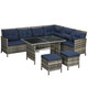 Outsunny 6 Piece Patio Rattan Wicker Sofa Set with Glass Table