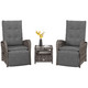 Outsunny 3 Piece Rattan Chaise Lounge Set with Cushions