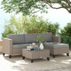 Outsunny 5 Piece Rattan Garden Furniture Set with Glass Coffee Table in Brown