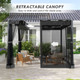Outsunny 3x3 m Pergola with Retractable Roof and Netting in Dark Grey