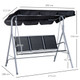 Outsunny Outdoor 170cm 3 Seater Swing Chair in Black 