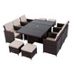 Outsunny 11 Piece Rattan Garden Dining Set, 6 Chairs 4 Footrests & 1 Table