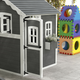 Outsunny Wooden Wendy House for Kids with Floor in Grey