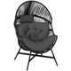 Outsunny Standing Rattan Garden Egg Chair with Headrest in Charcoal Grey