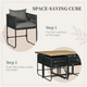 Outsunny 5 Piece Rattan Dining Set, 4-seater Rattan Cube Dining Sets