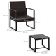 Outsunny 3 Piece Rattan Dining Set Patio Bistro Table Chair Conversation Set
