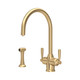 Perrin & Rowe 1535SB Langbourne Dual Lever Filtration Tap C Spout & Rinse - Satin Brass Product Imag