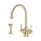 Perrin & Rowe 1537BRWPC Phoenician Dual Lever Filtration & Rinse Tap WPC Levers - Polished Brass Pro