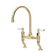 Perrin & Rowe 4193BRWPC Ionian Bridge w/ Angled Unions/2 Hole Mix WPC Levers - Polished Brass Produc