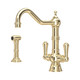 Perrin & Rowe 4766IG Provence Monobloc Sink Mixer Dual Lever with Rinse - Gold Product Image