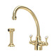 Perrin & Rowe 4350BR Etruscan Dual Lever Sink Mixer with Rinse - Polished Brass Product Image