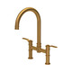 Perrin & Rowe 4593HTAB Bridge Tap With Textured Handles - Aged Brass Product Image
