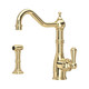 Perrin & Rowe 4746BR Provence S/Lev Mono Sink Mixer with Rinse - Polished Brass Product Image