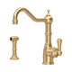 Perrin & Rowe 4746SB Provence S/Lev Mono Sink Mixer with Rinse - Satin Brass Product Image