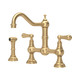 Perrin & Rowe 4756SB Provence Bridge 3 Hole Mix Levers with Rinse - Satin Brass Product Image
