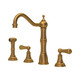 Perrin & Rowe 4776AB Provence 3 Hole Widespread Sink Mixer with Rinse - Aged Brass Product Image