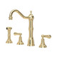 Perrin & Rowe 4776BR Provence 3 Hole Widespread Sink Mixer with Rinse - Polished Brass Product Image