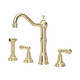 Perrin & Rowe 4776IG Provence 3 Hole Widespread Sink Mixer with Rinse - Gold Product Image