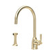Perrin & Rowe 4846IG Langbourn Single Lever Monobloc C Spout Sink Mixer with Rinse - Gold Product Im