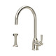 Perrin & Rowe 4846NI Langbourn Single Lever Monobloc C Spout Sink Mixer with Rinse - Nickel Product 